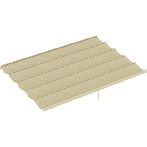 Toile de pergola rétractable beige 350x260 cm - protection solaire pour tonnelle 4x3 m - bâche de toit uniquement, résistante UV et imperméable.
