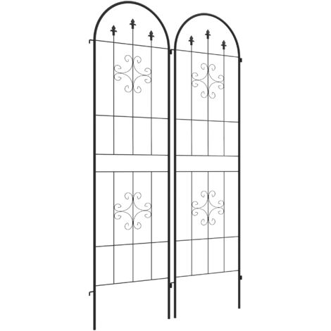 Lot de 2 treillis métalliques pour plantes grimpantes, support jardin en acier noir, 50x180 cm, idéal pour rosiers et lierre (1/5)