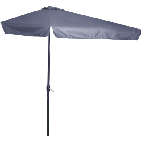 Parasol demi-lune Outsunny 2,3x1,3m - Store balcon métal 5 entretoises - Toile polyester haute densité gris anthracite - Protection UV pour terrasse (1/5)