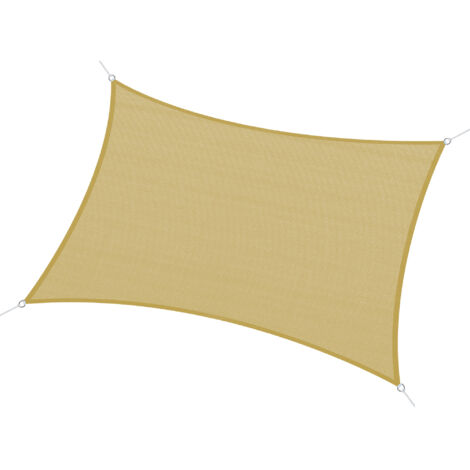 Voile d'ombrage rectangulaire 6x4 mètres HDPE beige, toile d'ombrage imperméable, protection solaire jardin terrasse, store banne extérieur résistant UV, auvent pliable haute densité. (1/5)