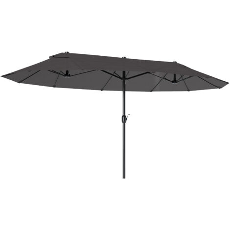 Parasol double extérieur Outsunny 4,6x2,7x2,4m – Manivelle, acier, polyester haute densité, gris – Ouverture fermeture facile – Protection solaire jardin (1/5)