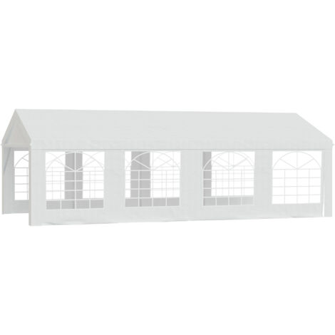 Tonnelle de jardin 4x8m Outsunny - Barnum réception polyéthylène, 8 fenêtres - Chapiteau extérieur robuste acier galvanisé blanc (1/5)