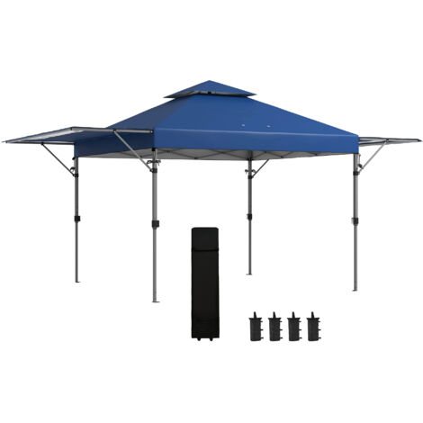 Gazebo dépliable 5x3m avec parois ajustables, abri jardin imperméable en tissu Oxford, tente pop-up pliante pour terrasse, livré avec chariot de transport pratique. (1/5)