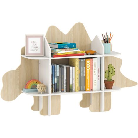 Meuble bibliothèque enfant 6 casiers rangement jouets livres, étagère en bois naturel 120x28x72,2 cm, bibliothèque basse design chambre (1/5)
