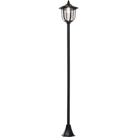 Lampadaire solaire extérieur LED 60 Lm, lanterne classique sur pied, noir 26L x 26l x 177H cm, éclairage jardin moderne, luminaire autonome étanche, décoration terrasse. (1/5)