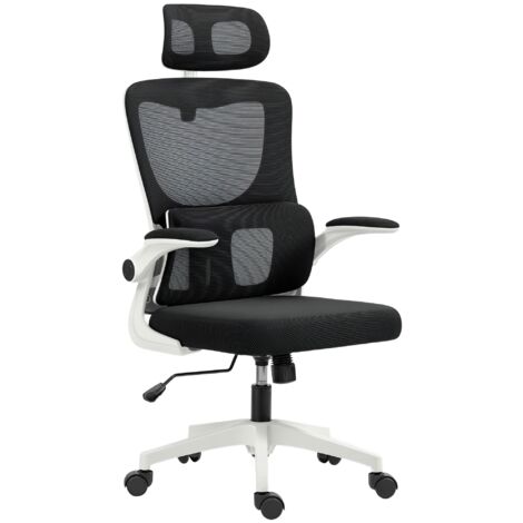 Fauteuil de bureau ergonomique pivotant 360°, dossier inclinable, appui-tête ajustable, support lombaire intégré, assise réglable en hauteur, noir. Confort et soutien optimal pour travail prolongé. (1/5)