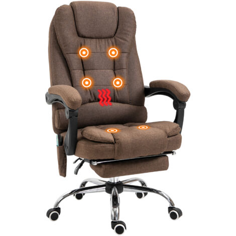 Fauteuil de bureau direction massant chauffant réglable en hauteur, dossier inclinable, repose-pieds intégré + coussin lombaire, confort ergonomique design, idéal pour travail. (1/5)