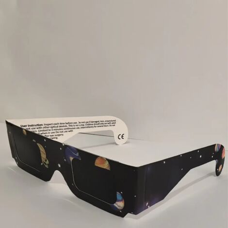 Lunettes d'éclipse solaire (lot de 50) - Lunettes de protection conformes à la norme ISO 12312-2:2015 et certifiées CE, adaptées à l'observation directe du soleil (Édition multiplanétaire)