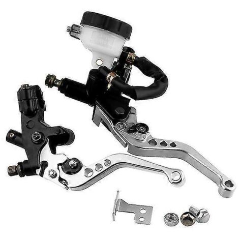 Maître-cylindre de frein avant et d'embrayage CNC 7/8 22 mm, leviers de frein à main en alliage d'aluminium pour moto - Argent (1/5)