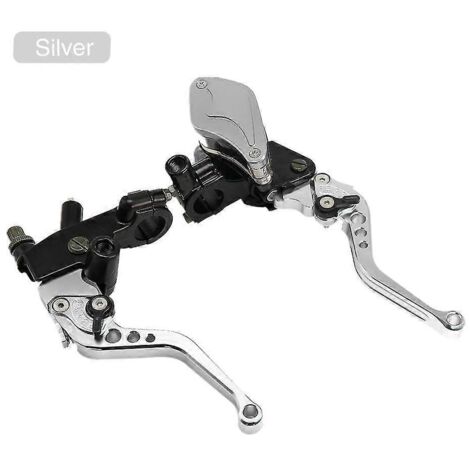 Scl Motos Universel 1 Paire de leviers de frein et d'embrayage hydrauliques universels pour motos, poignées de 22 mm, maître-cylindre pour BMW, Honda et Yamaha - Argent (1/5)