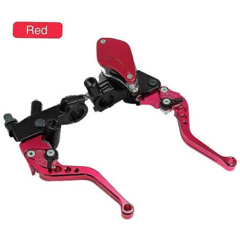 Scl Motos Universel 1 Paire de leviers de frein et d'embrayage hydrauliques universels pour motos, poignées de 22 mm, maître-cylindre pour BMW, Honda et Yamaha - Rouge (1/5)