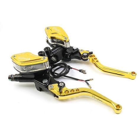 Maître-cylindre de frein et d'embrayage hydraulique universel pour moto de course (1 paire) avec levier réglable pour Honda, Yamaha et Kawasaki - Or (1/5)