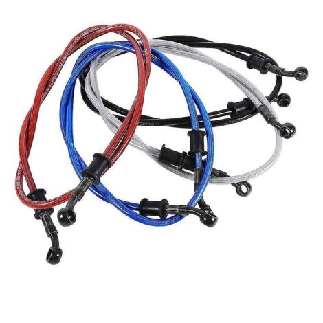 Durite de frein tressée en acier pour moto, quad, dirt bike, pit bike, 50 à 120 cm. Disponible en 5 couleurs : 500 mm, 600 mm (argent) et 1200 mm. (1/5)