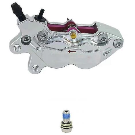 Étrier de frein axial universel pour moto, fixation 40 mm, 4 pistons, compatible Honda, Yamaha, Kawasaki et Suzuki (argenté, gauche) (1/5)