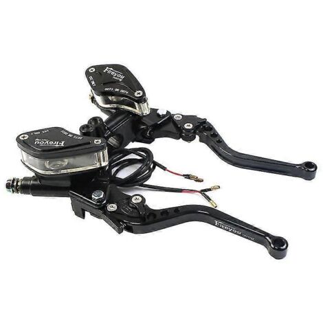 Maître-cylindre de frein et d'embrayage hydraulique universel pour moto de course (1 paire) avec levier réglable pour Honda, Yamaha et Kawasaki - Noir
