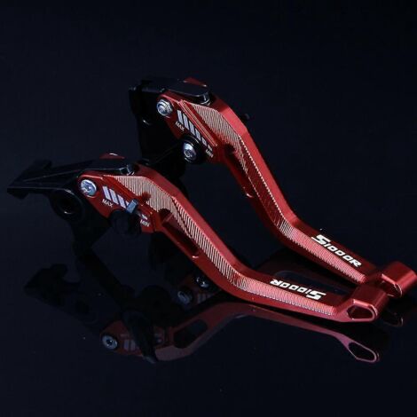 Leviers de frein et d'embrayage réglables CNC pour moto, design losange creux 3D breveté, compatibles BMW S1000R (avec et sans cylindrée) 2014 - Rouge (1/5)
