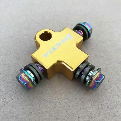 Raccord en T pour tuyau de frein hydraulique de moto, compatible avec les systèmes de freinage des motos tout-terrain et quads (adaptateur 3 voies) - Or (1/5)