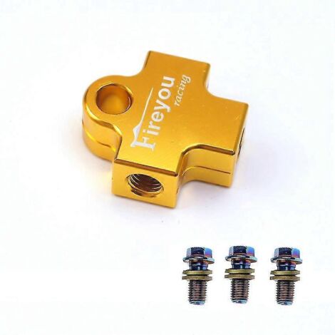 Raccord en T pour flexible de frein hydraulique, compatible avec les systèmes de freinage de motos, quads et mini-motos (cross/pit bike) - Or (1/5)