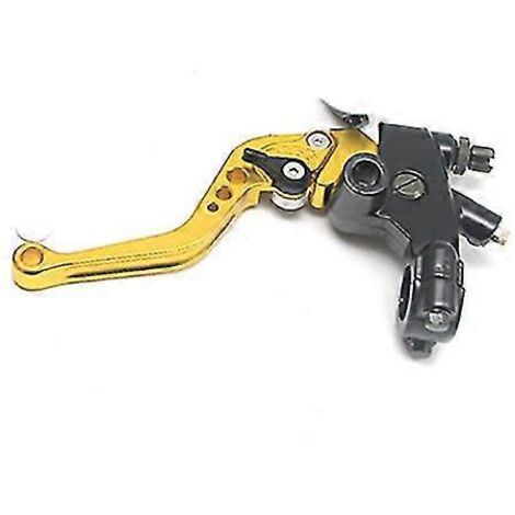 Levier de maître-cylindre de frein et d'embrayage hydraulique Alconstar 7/8" pour motos Harley, Honda, Yamaha, Kawasaki et Suzuki - doré, gauche (1/5)