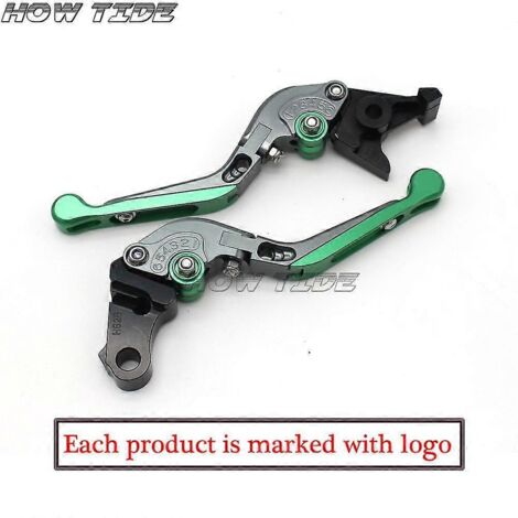 Logo laser pour Kawasaki Z750 (sauf modèle Z750s) 2004-2006, levier de frein et d'embrayage pliable et extensible CNC vert titane (1/5)