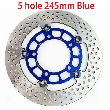 Disques de frein flottants universels en alliage d'aluminium pour moto, diamètre extérieur 200 mm/220 mm/245 mm/260 mm, plaquettes de frein à refroidissement rapide - Bleu 245 mm (1/5)