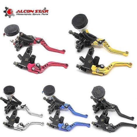 Kit de leviers de maître-cylindre de frein et d'embrayage Alconstar - 7/8" (22 mm) - Réservoir de liquide de frein inclus - Compatible Honda et Kawasaki KLX - Embrayage rouge (1/5)