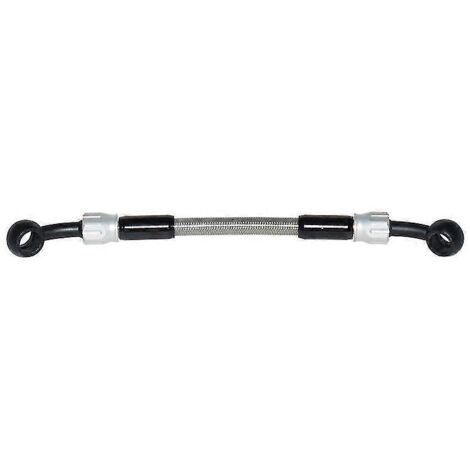 Durite de frein universelle 18 cm pour moto, renforcée hydrauliquement en acier inoxydable tressé, compatible quad, dirt bike, pit bike. Disponible en 4 couleurs : argent. (1/5)