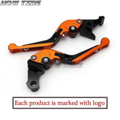 Logo laser pour Kawasaki Z750 (sauf modèle Z750s) 2004-2006, levier de frein et d'embrayage pliable et extensible CNC - Orange et noir (1/5)