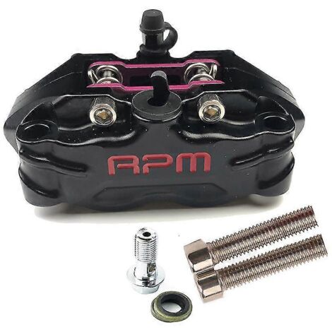 Étrier de frein moto 4 pistons 220-200 mm universel, fixation radiale 82 mm pour moto tout-terrain/pitbike Dio PCX125 LTZ400 - Noir (1/5)