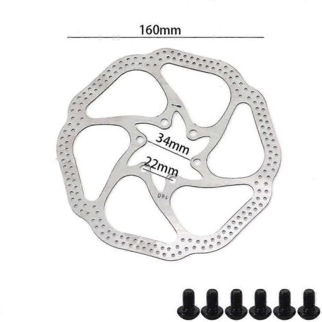 Disque de frein 3 ou 6 trous, 160 mm, pour trottinette électrique - Accessoire idéal (style D) - Disponible en plusieurs modèles (3 et 6 trous). (1/5)