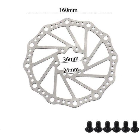 Disque de frein 3 ou 6 trous, 160 mm, pour trottinette électrique, avec vis - Modèle H (1/5)
