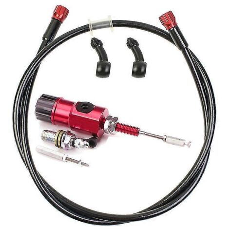 Paire de leviers d'embrayage hydrauliques pour moto (piston 14 mm), levier de maître-cylindre de frein droit, 22 mm, universel, pour street bike et pit bike - rouge, 1200 mm (1/5)