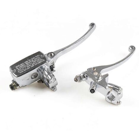 Maître-cylindre de frein hydraulique pour guidon de moto (22 mm) avec levier d'embrayage - Argent (1/5)