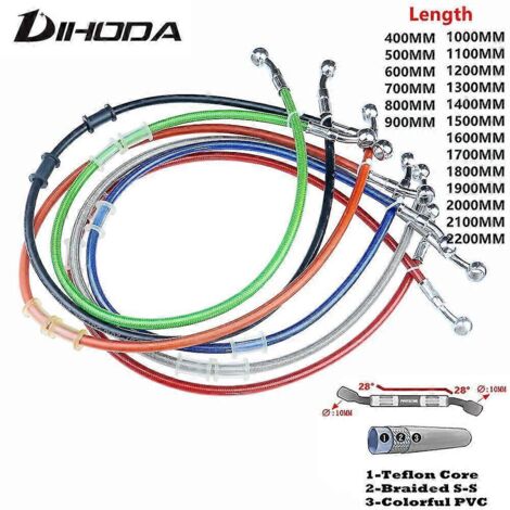 Tuyau d'huile hydraulique renforcé de haute qualité pour frein et embrayage de moto, de 400 à 2200 mm, compatible avec quads, motos tout-terrain et motos de course MX - 800 mm (1/5)