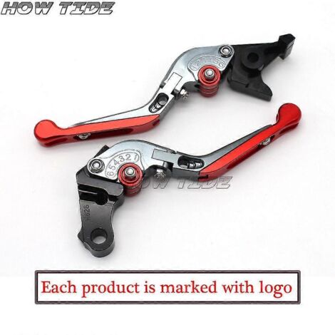 Logo laser pour Kawasaki Z750 (sauf modèle Z750s) 2004-2006. Levier de frein et d'embrayage pliable et extensible CNC rouge titane. (1/5)