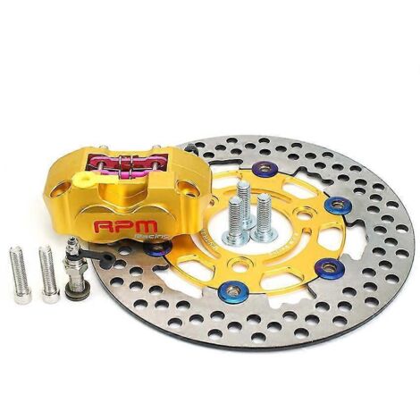 Disque de frein 220 mm, étrier 3 trous, montage radial pour Yamaha Aerox Nitro BWS 100 Jog 50 Ebike - Or (1/5)