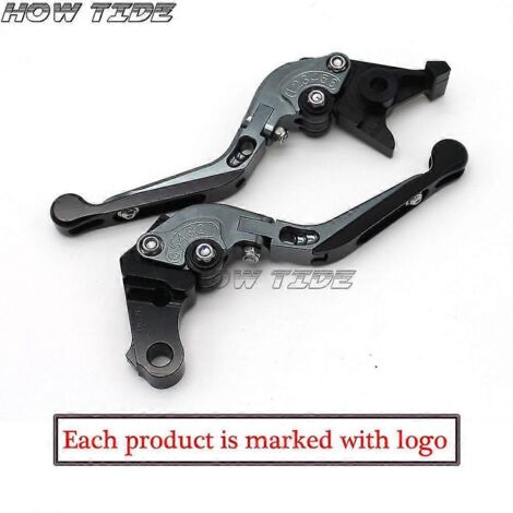 Logo laser pour Kawasaki Z750 (sauf modèle Z750s) 2004-2006. Levier de frein et d'embrayage pliable et extensible CNC noir titane. (1/5)
