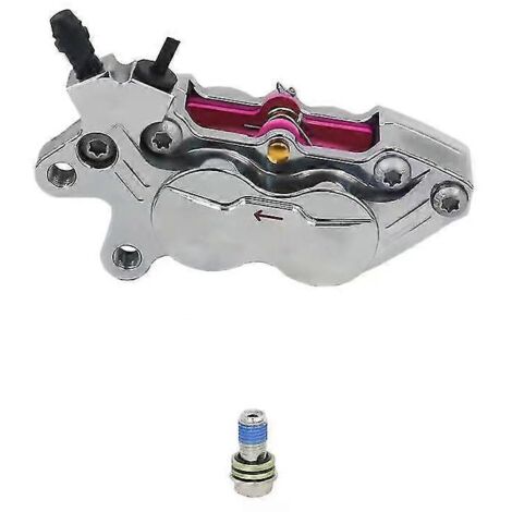 Étrier de frein axial universel pour moto, fixation 40 mm, 4 pistons, compatible Honda, Yamaha, Kawasaki et Suzuki - finition chromée argentée, taille L (1/5)