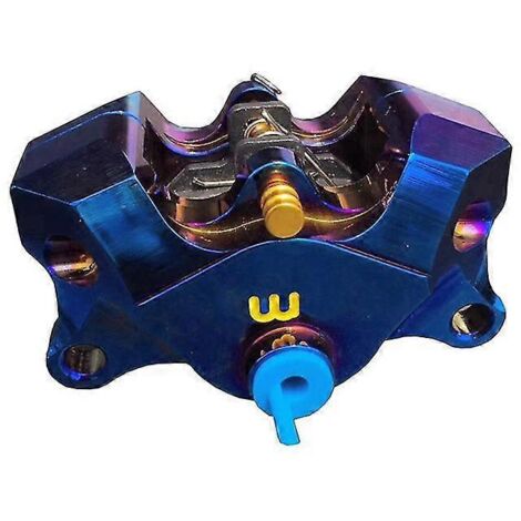 Étrier de frein arrière chromé/dur à l'oxygène pour motos, avec plaquettes, fixation 84 mm, compatible Ducati, Honda, Yamaha et Kawasaki - Placage bleu (1/5)