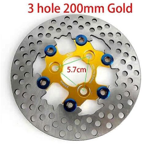 Disques de frein flottants universels en alliage d'aluminium pour moto, diamètre extérieur 200 mm/220 mm/245 mm/260 mm, plaquettes de frein à refroidissement rapide, 5,7 cm, couleur or, 200 mm (1/5)
