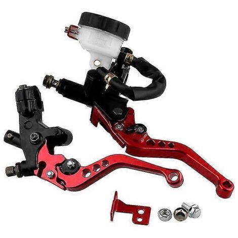 Maître-cylindre de frein avant et d'embrayage CNC 7/8 22 mm, leviers de frein à main en alliage d'aluminium pour moto - Rouge (1/5)