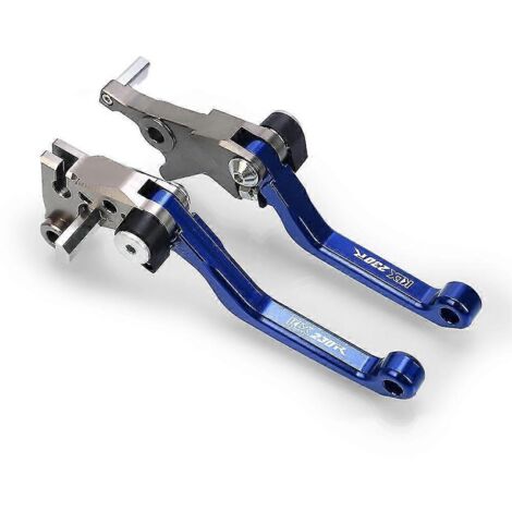 Leviers de frein et d'embrayage Pivot CNC pour Kawasaki KLX230R (2020-2021) - Accessoires moto tout-terrain et pit bike - Poignées de frein - Paire bleue (1/5)
