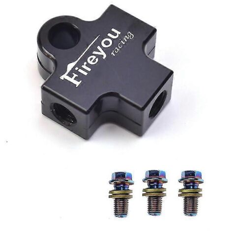 Raccord en T pour flexible de frein hydraulique, compatible avec les systèmes de freinage de motos, quads et mini-motos (tout-terrain et quads) - Noir (1/5)