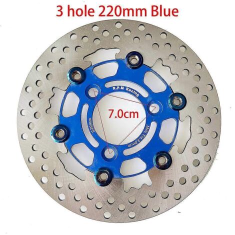 Disques de frein flottants universels en alliage d'aluminium pour moto, diamètre extérieur 200 mm/220 mm/245 mm/260 mm, plaquettes de frein à refroidissement rapide, 7 cm, bleu, 220 mm (1/5)
