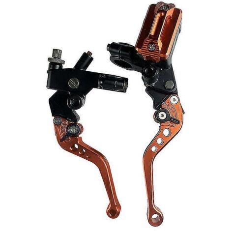 Paire de leviers de maître-cylindre d'embrayage et de frein universels 7/8" (22 mm) pour moto, scooter, moto tout-terrain - orange (1/5)