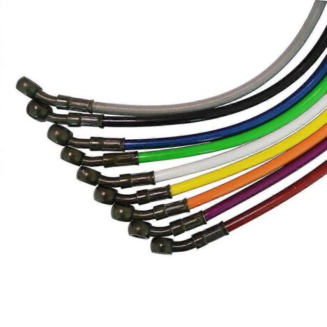 Durite de frein hydraulique tressée en acier, 10 mm, angle de 28°, pour moto tout-terrain, raccord banjo, longueur 270-1500 mm, compatible avec la compétition (140 cm). (1/5)