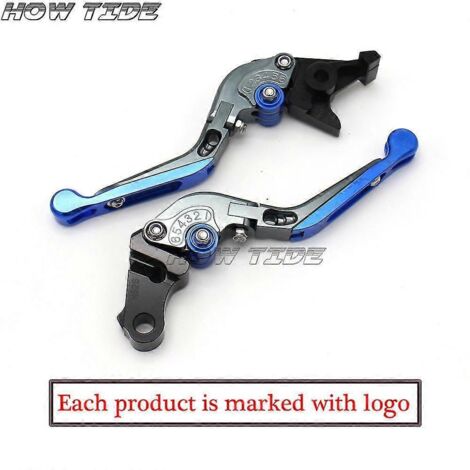 Logo laser pour Kawasaki Z750 (sauf modèle Z750s) 2004-2006, levier de frein et d'embrayage pliable et extensible CNC bleu titane (1/5)