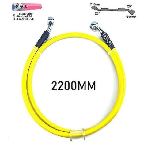 Durite de frein renforcée en acier inoxydable pour moto, pitbike, moto de route et quad, homologuée DOT, 40/95/110/220 cm – 2200 mm (1/5)