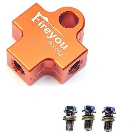 Raccord en T pour flexible de frein hydraulique de moto, quad ou dirt bike – Orange (1/5)