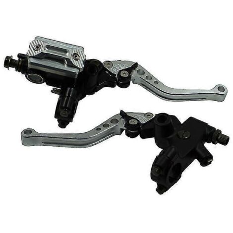 Paire de leviers de maître-cylindre d'embrayage et de frein universels 7/8" (22 mm) pour moto, scooter, moto tout-terrain et scooter - Argent (1/5)